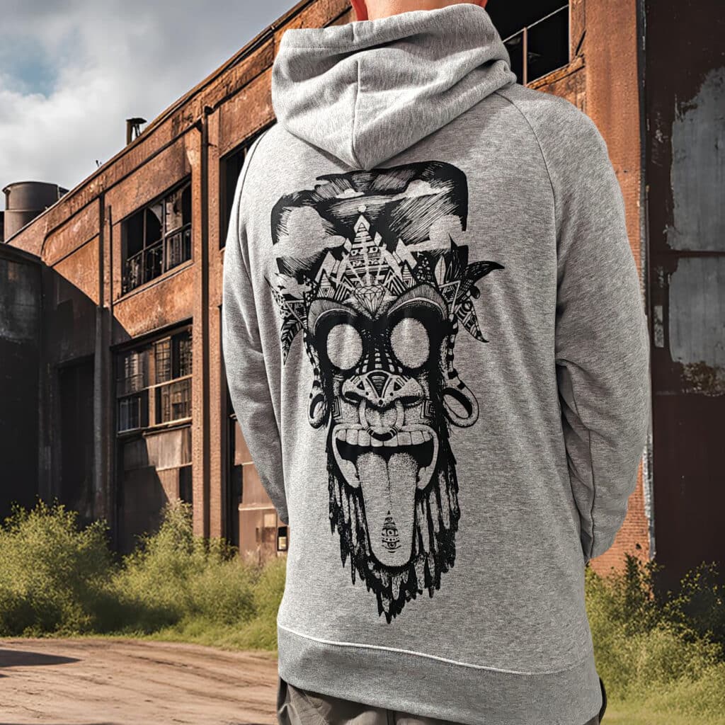 sweat gris chiné | singe noir