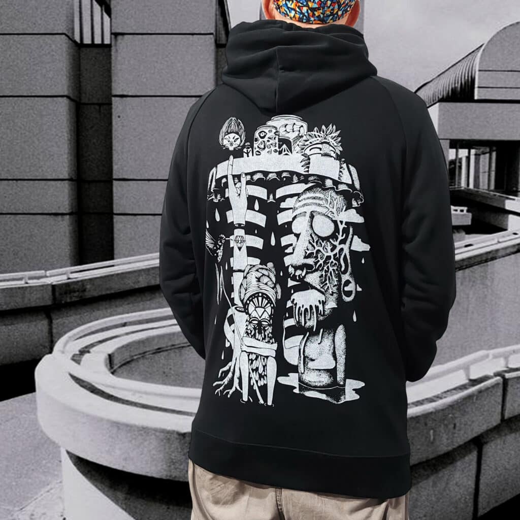 sweat noir | hello tiki blanc
