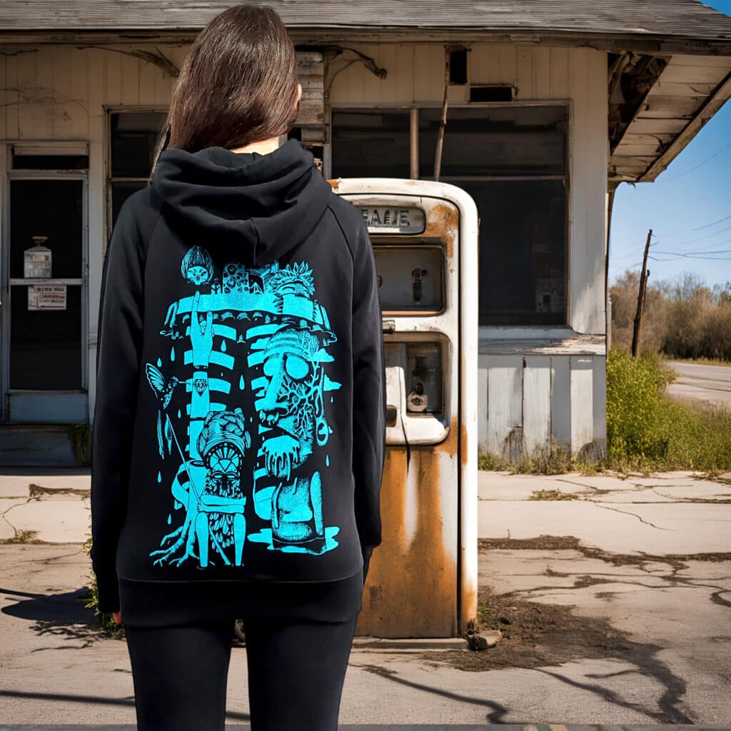 sweat noir | hello tiki bleu