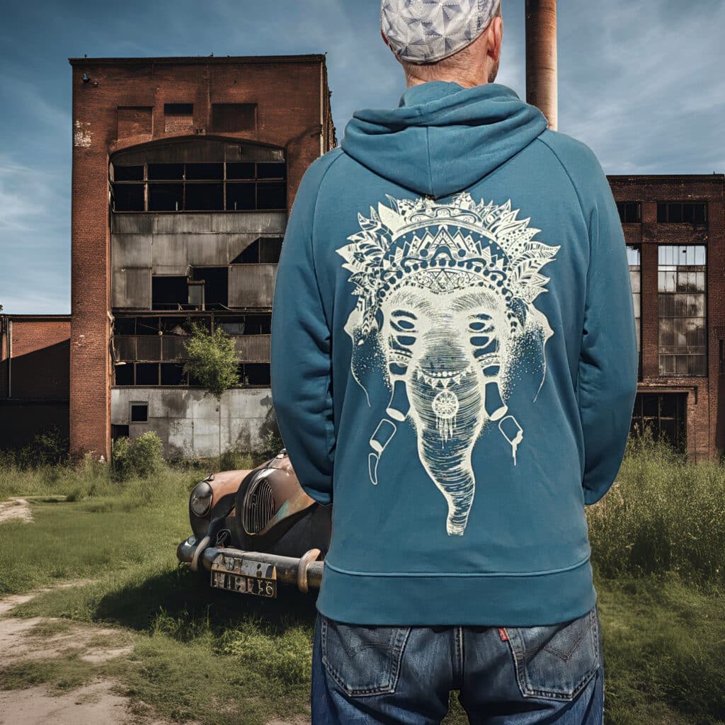 sweat bleu petrole | elephant blanc