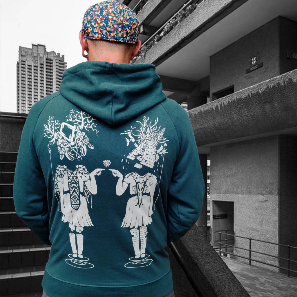 sweat bleue pétrole | lazy twins blanc