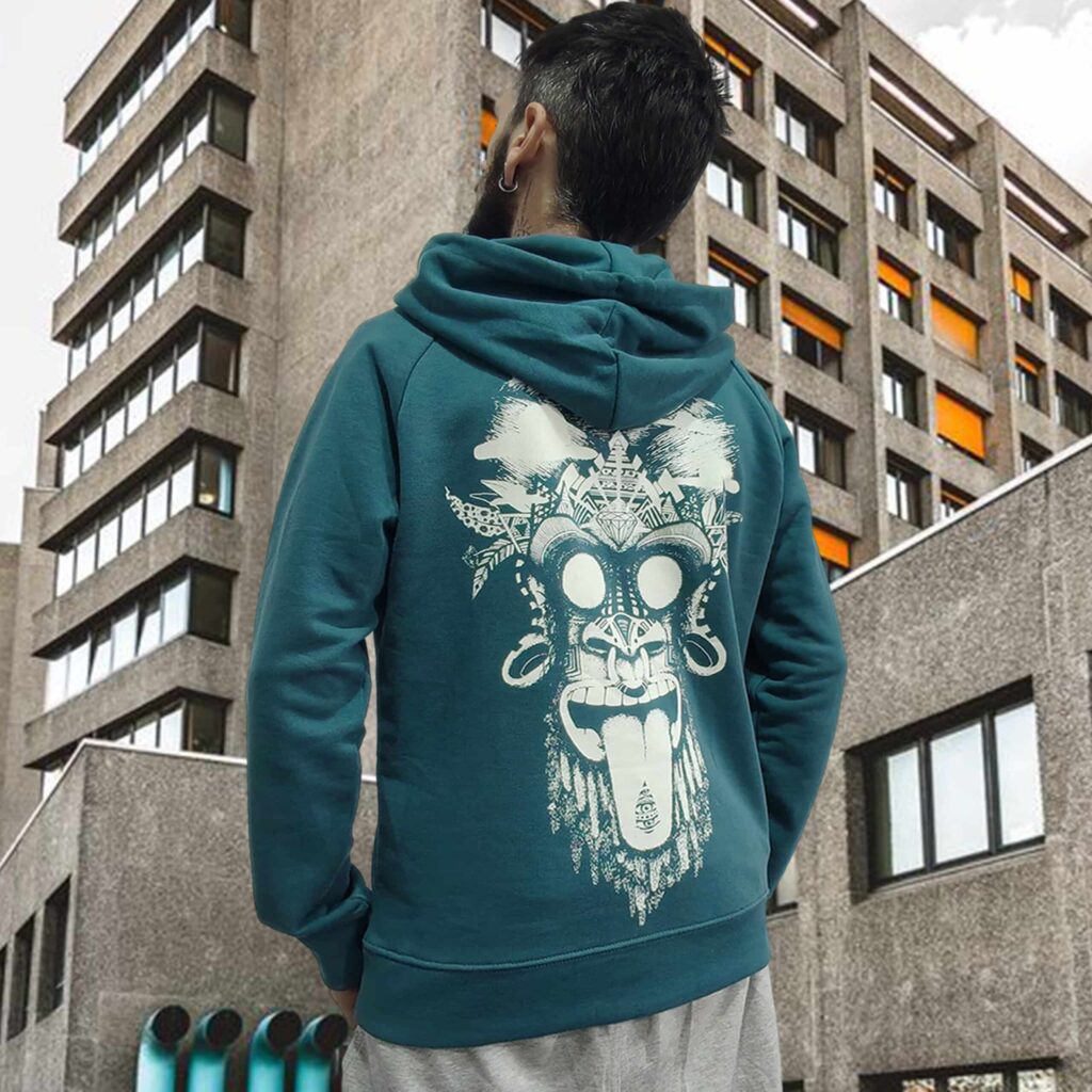 sweat bleu pétrole | singe blanc