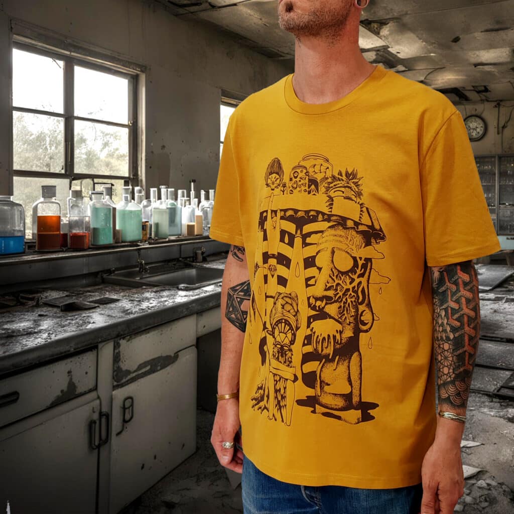 tshirt ocre | hello tiki marron