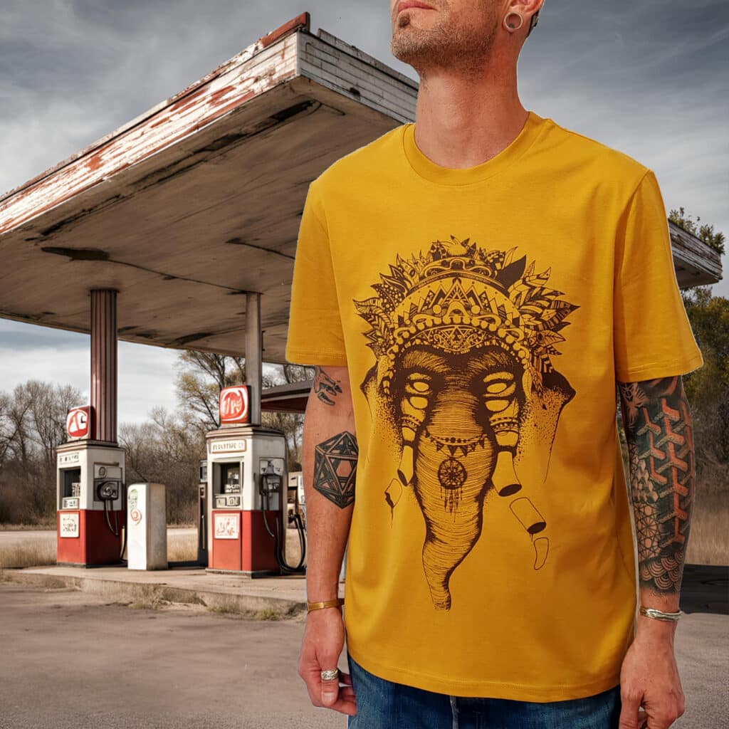 tshirt ocre | elephant marron