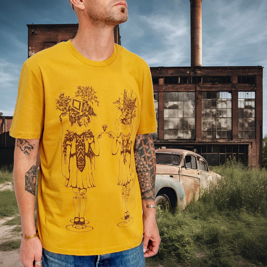 tshirt ocre | lazy twins marron