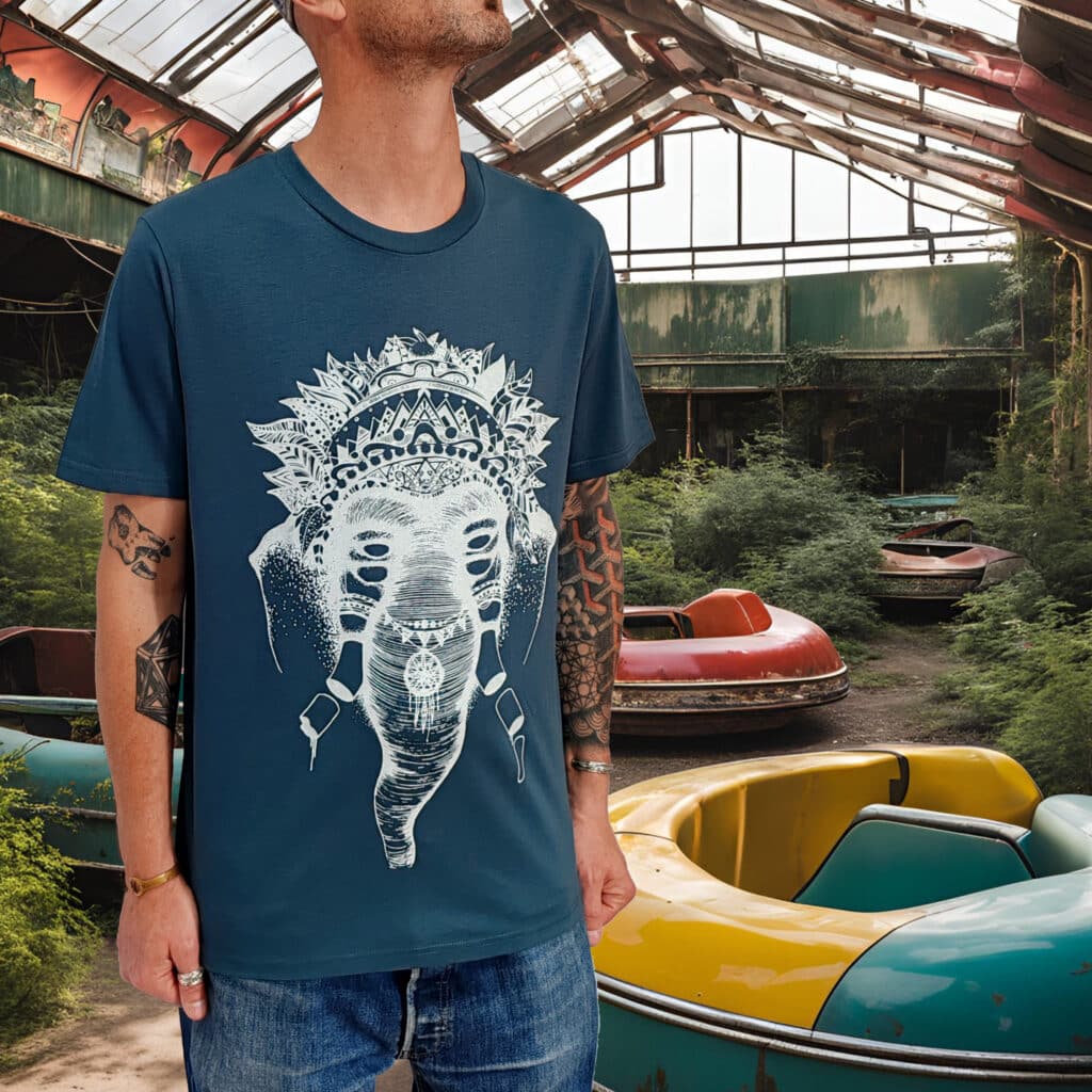 tshirt bleu petrol | elephant blanc