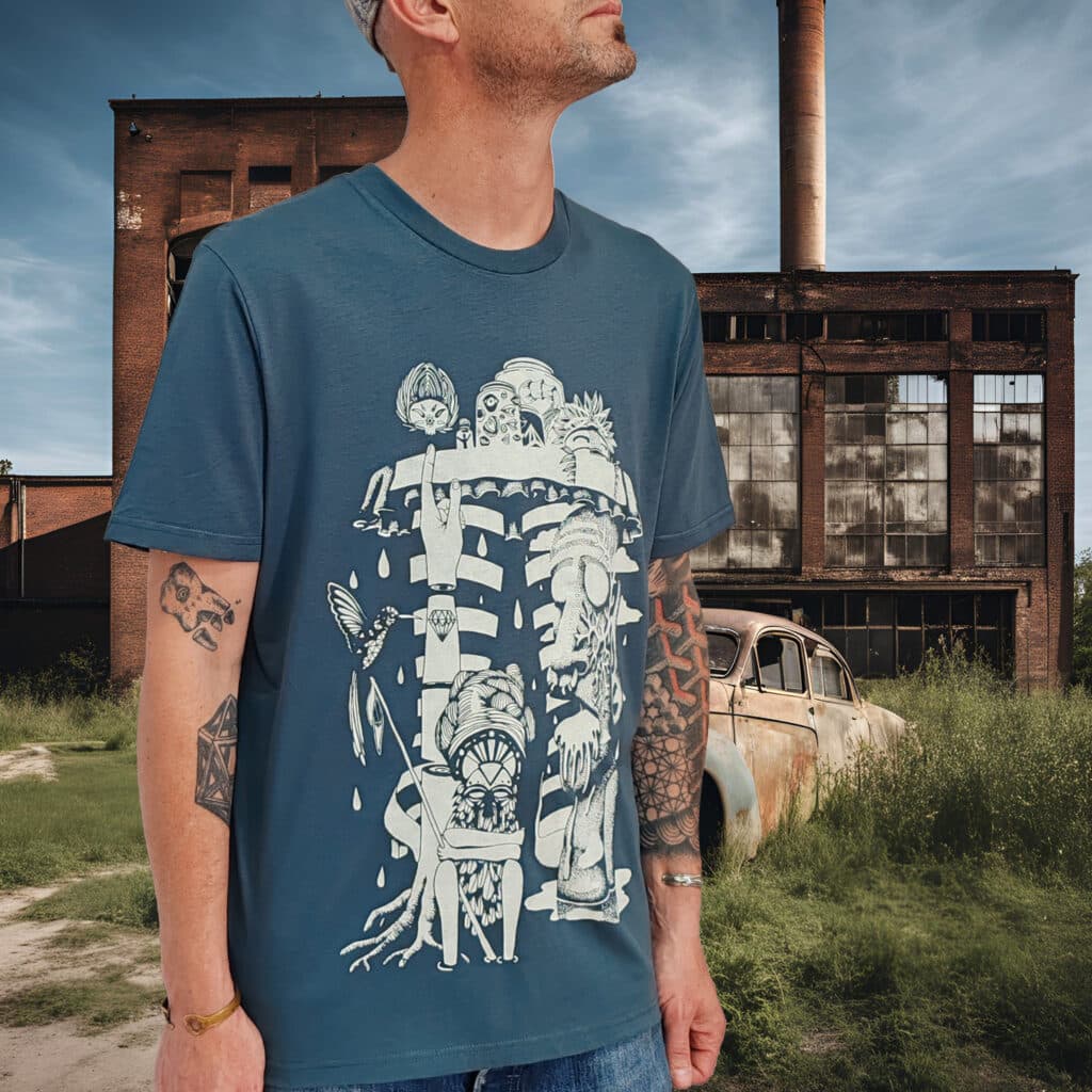 tshirt bleu petrol | hello tiki  blanc