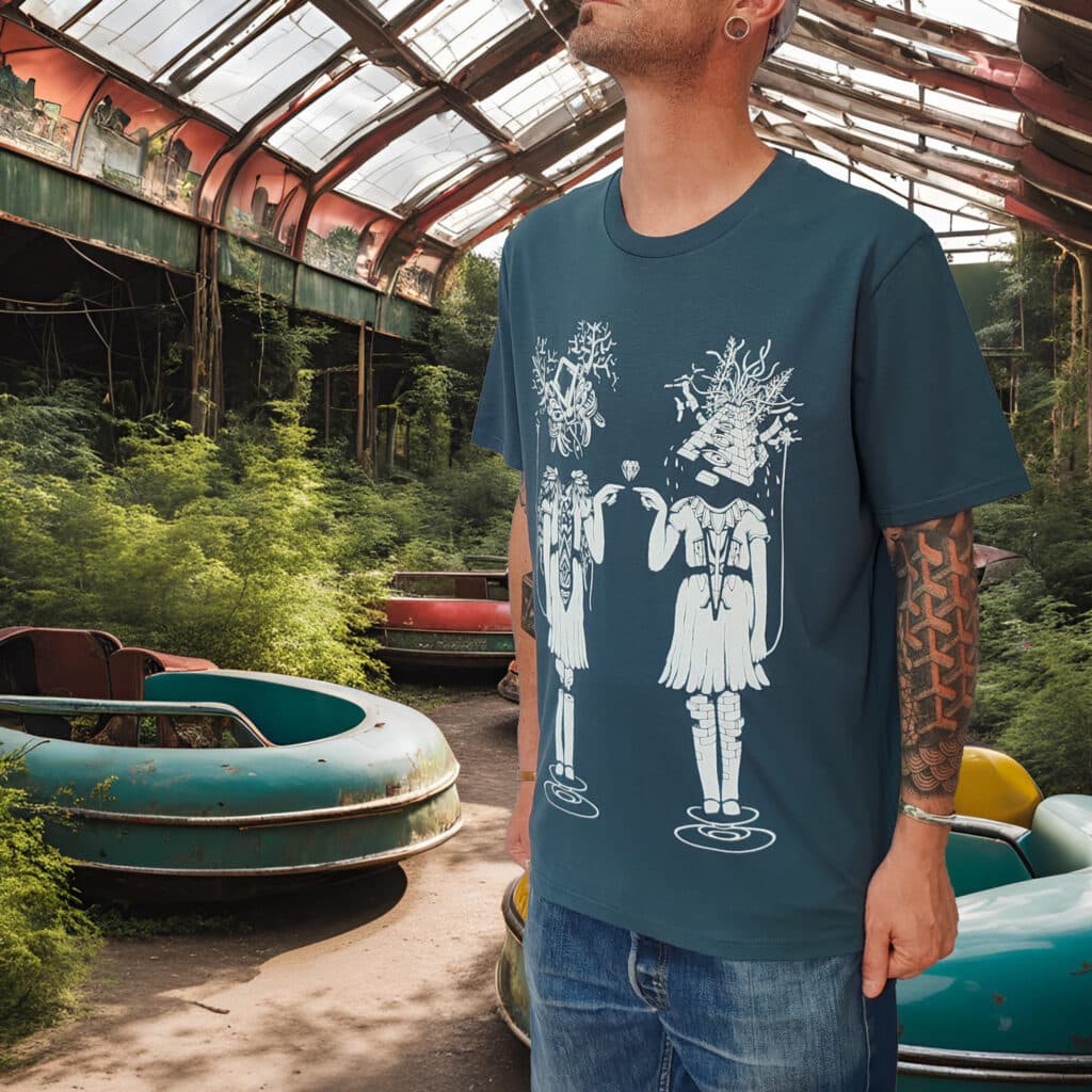 tshirt bleu petrol | lazy twins blanc