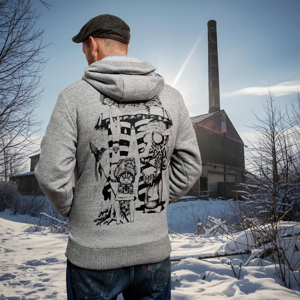 veste sherpa grise chiné | hello tiki noir